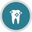 Animated tooth with sparkles representing cosmetic dentistry