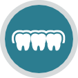 Three animated teeth under orthodontics aligner tray
